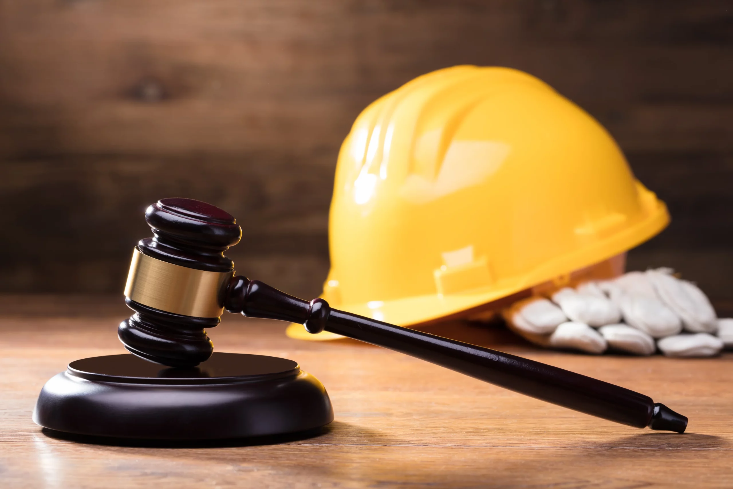 Gavel next to hard hat