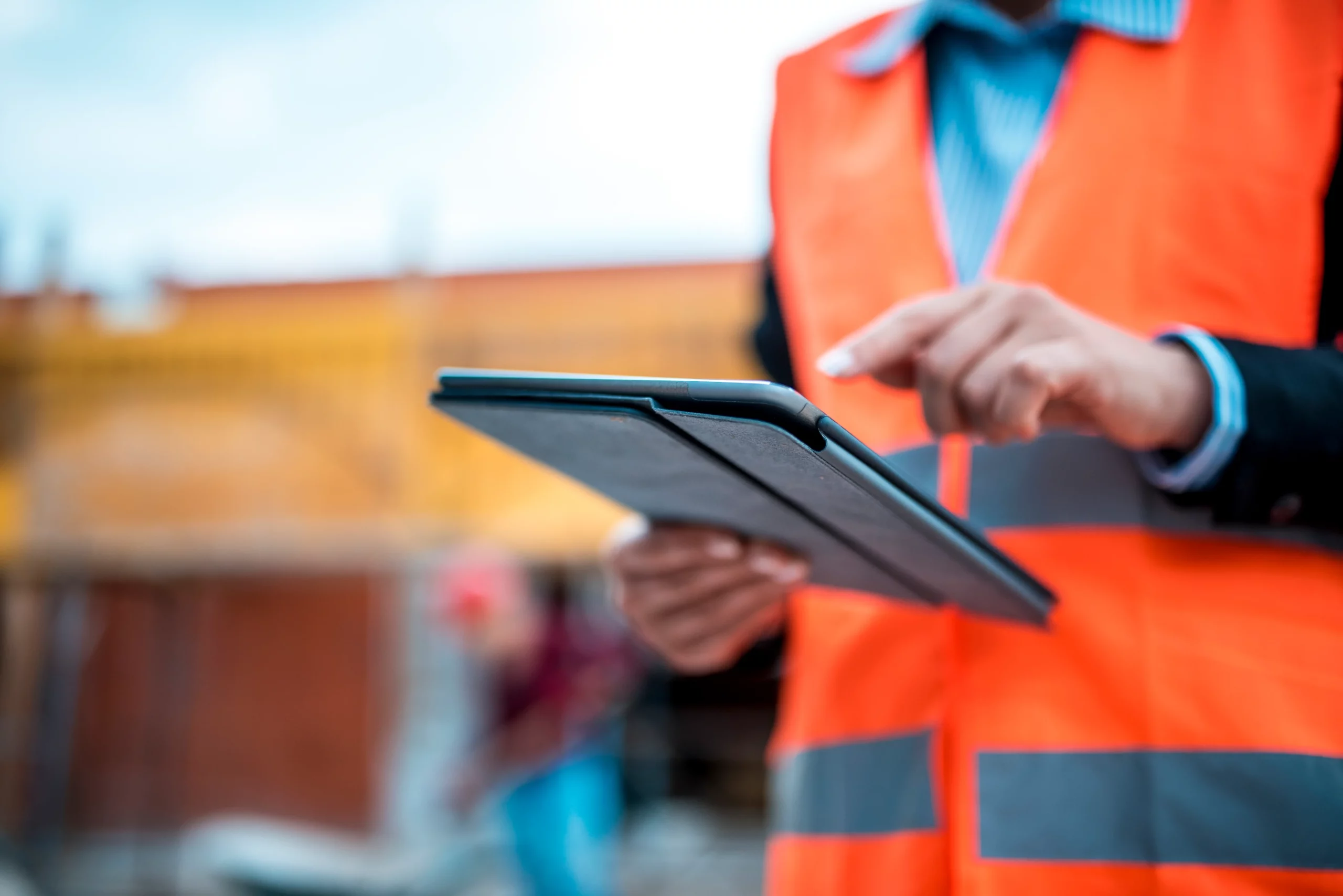 Worker using a tablet