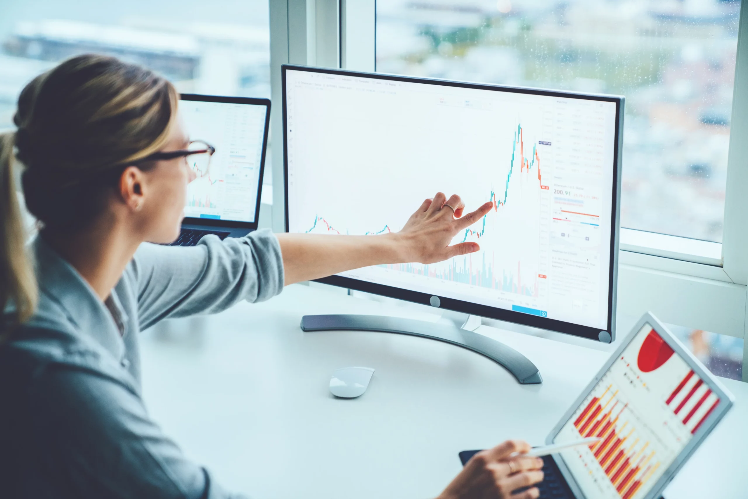 Woman checking stocks
