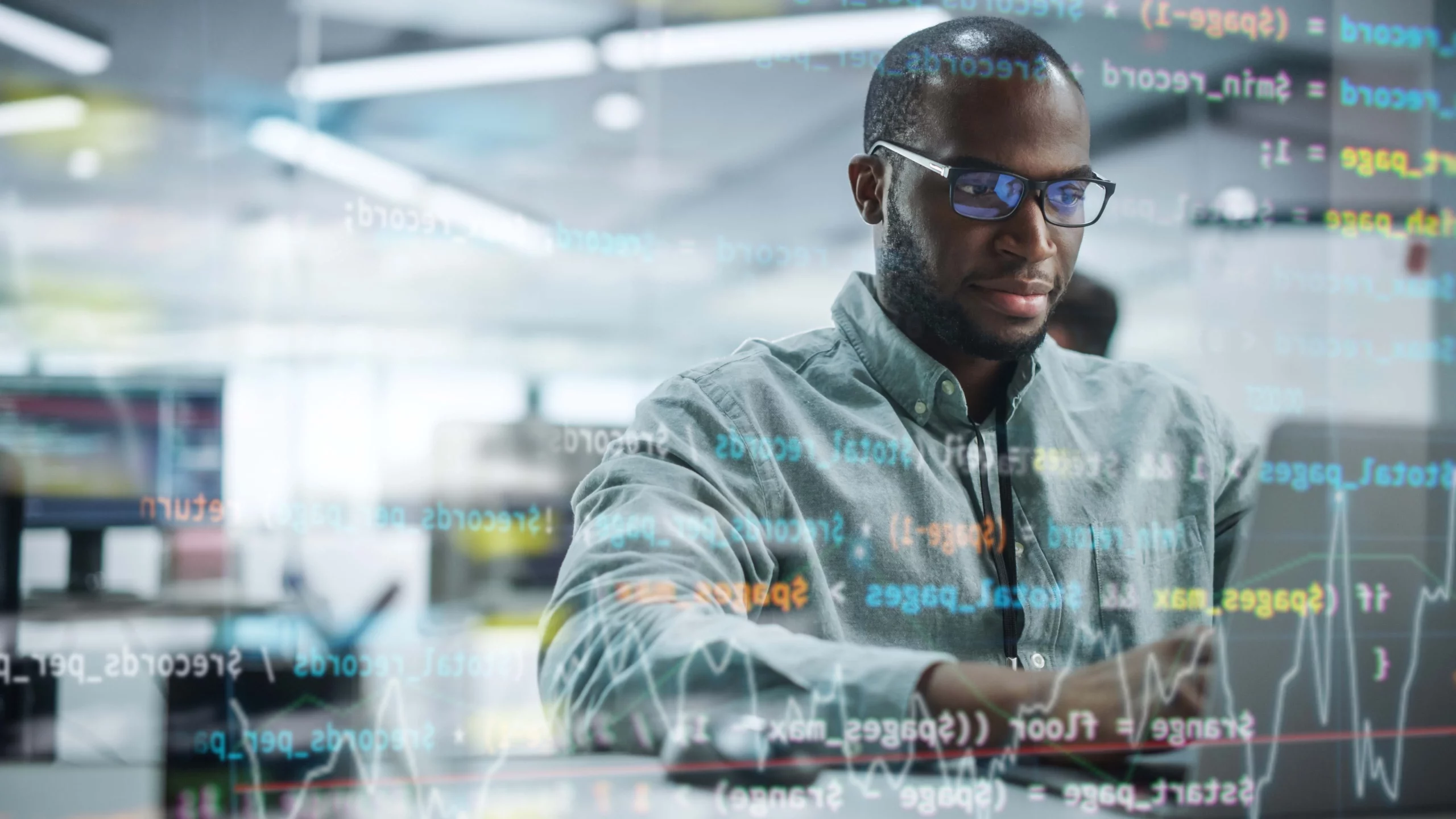 Man working with safety data