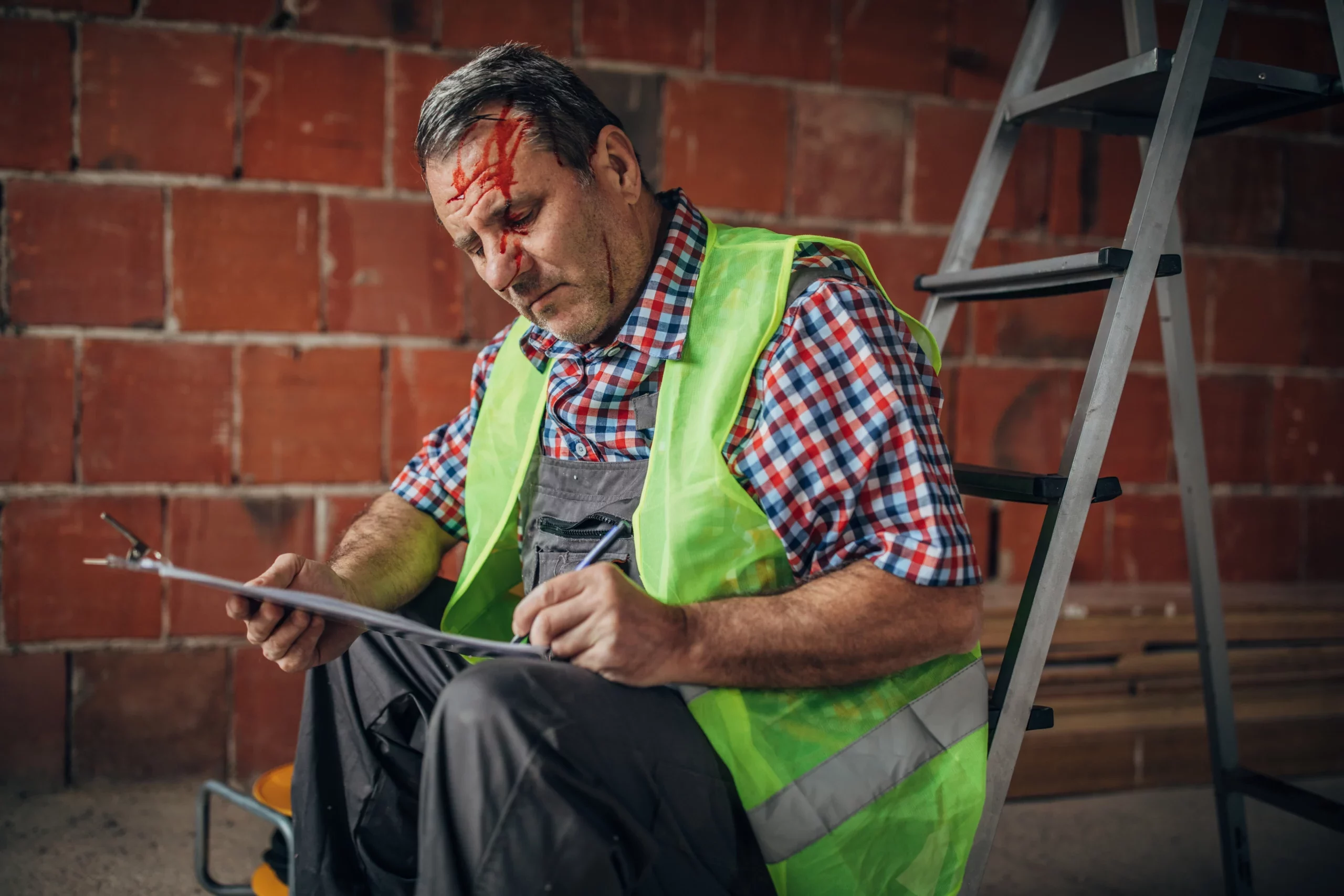 Injured construction worker