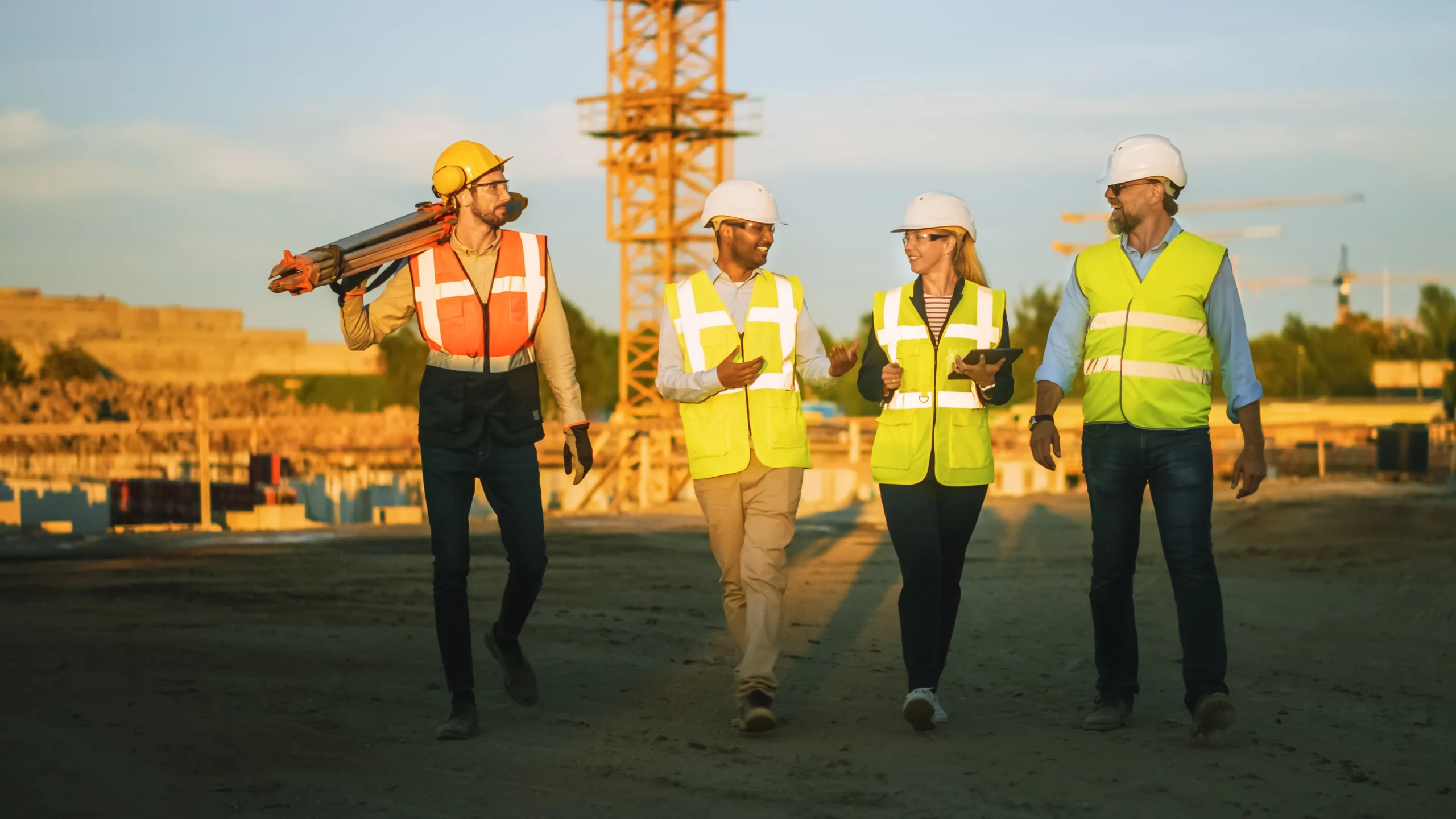 Four health and safety workers having a discussion