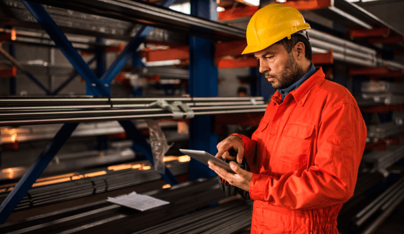 A man completing a digital risk assessment